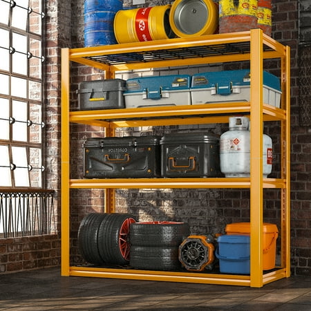 

Raybee Industrial Storage Shelf Wide Garage Shelving 2240LBS Heavy Duty Shelving Units For Garage Large 4 Tier Metal Wire Shelving 39.3 W x 19.6 D x 59.9H