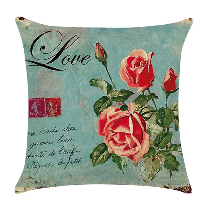 Vintage Flower Cotton Linen Pillow Case Sofa Car Throw Cushion Cover Home Decor Vintage Flower Cotton Linen Pillow Case Sofa Car Throw Cushion Cover Home Decor