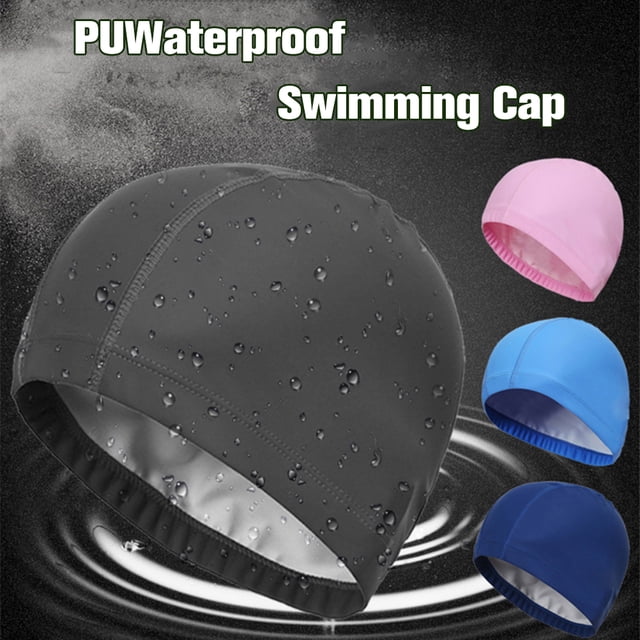 Gorro de natación unisex con protección para los oídos, impermeable, con revestimiento de PU, cómodo y flexible, para mujeres, hombres, niños y adultos, paquete de 2