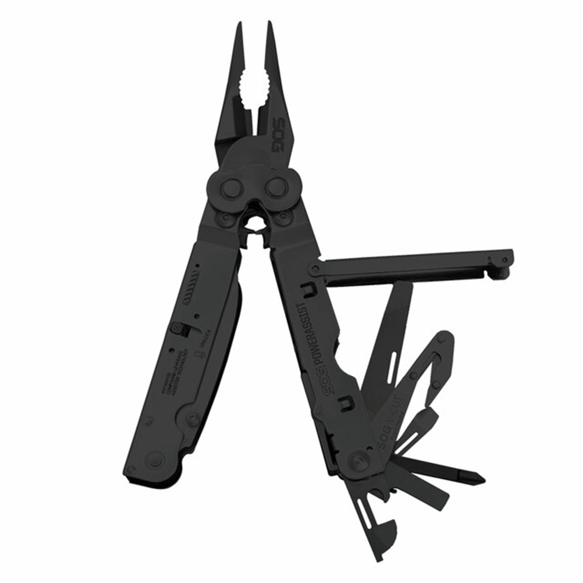 Open Box SOG PowerAssist Stainless Steel Folding Knife 16 Tool Multi Tool, Black
