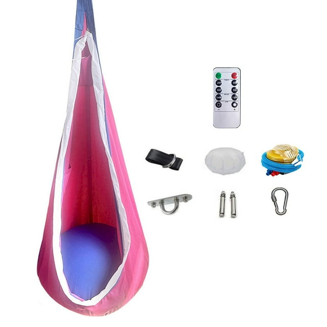 Siège Balançoire Suspendu pour Enfants en Forme de Cosse, Chaise Suspendue Portable, Balançoire avec Coussin Gonflable, Chaise Suspendue, Chaise Balançoire Sensorielle avec Sac, Max pour Usage Intérieur et Extérieur