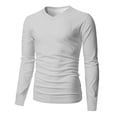 thumbnail image 5 of GrmtClth Long Sleeve Shirts for Men Comfortable V-Neck Classic Tops Solid Color Trendy T-Shirts Lightweight Clothes Light Gray S, 5 of 7