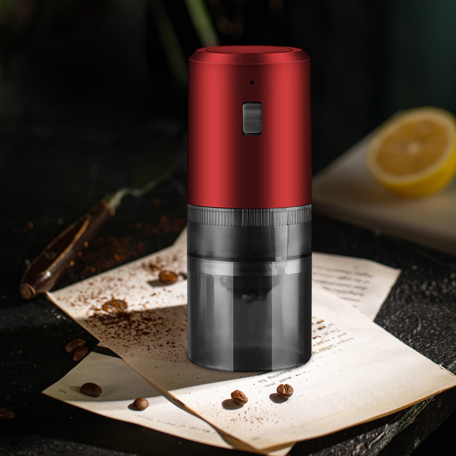 Portable Coffee Grinder with Adjustable Coarse and Fine Settings, USB-C Rechargeable, One-Touch Operation, Detachable for Cleaning, Includes Ceramic Burr