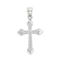 Golden Fire Solid 14k White Gold Cross Pendant - Religious Jewelry Gifts for Women