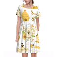 thumbnail image 1 of Balery Farm Bee Cute Honey Vestidos sueltos de manga corta para mujer, vestidos de verano 2025, vestidos casuales de corte A con vuelo., 1 of 6