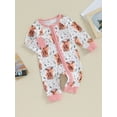 thumbnail image 4 of Autumn Infant Baby Boys Girls Western Jumpsuits 3M 6M 12M 3 Style Cow Head Floral Print Long Sleeve Zipper Romper, 4 of 10