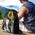 thumbnail image 4 of Xoenoiee American Flag Print Drawstring Backpack Bag with Zipper Pocket for Women Men, Cow Sunflower Lightweight Portable Beach Bag Sackpack for Swimming Gym Travel Yoga Storage Bag, 4 of 8