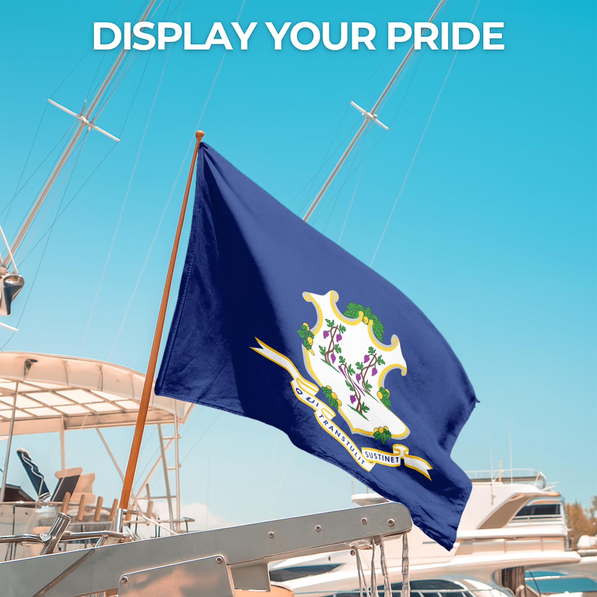 Connecticut Outdoor Flag (5x8ft) by DreamController - Durable, Fade-Resistant Polyester, Double-Stitched, Brass Grommets - HD Printed USA State Flag - Made in USA