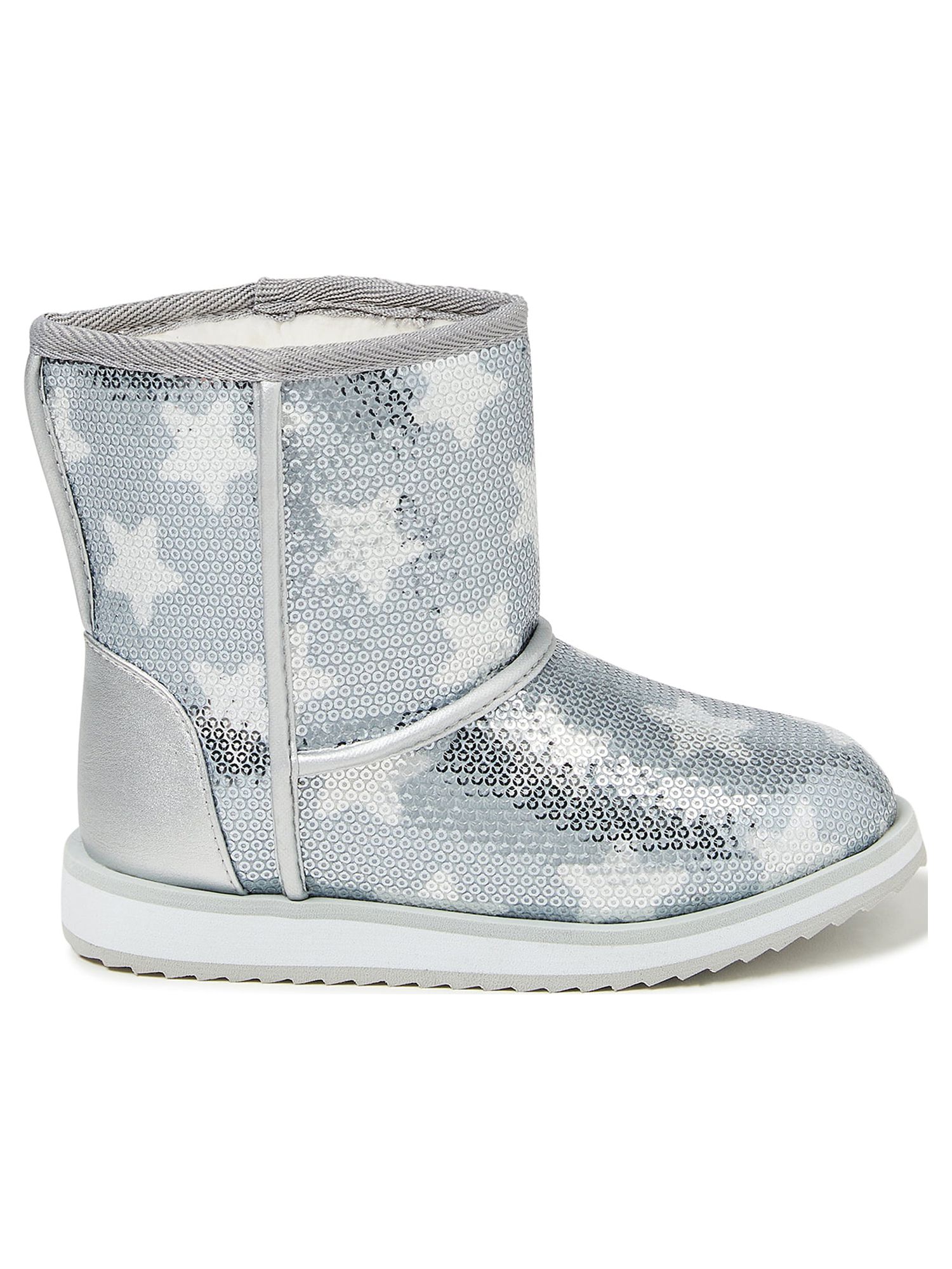 Wonder Nation Little & Big Girl Sequin Faux Shearling Winter Boot, Sizes 13-6 - image 4 of 6