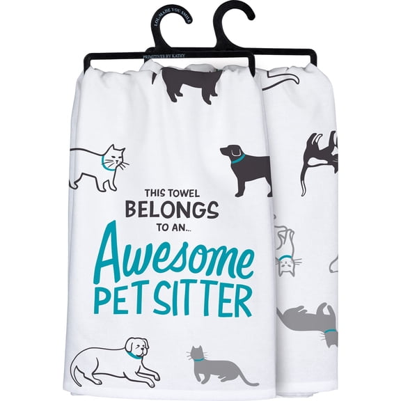 Primitives by Kathy Decorative Kitchen Towel, 28"L x 28"W, This Towel Belongs to an ... Awesome Pet Sitter