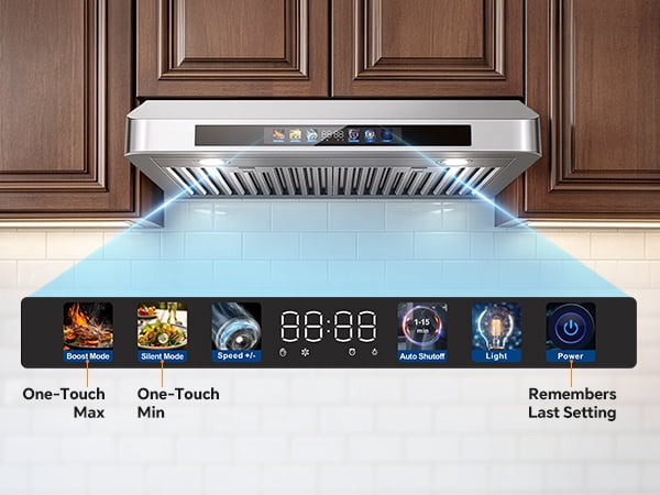 30 Inch Under Cabinet Range Hood with Voice/Gesture/Touch Control, 900 CFM Kitchen Vent Hood with 4-Speed Exhaust Fan, Stainless Steel Stove Hood with LED Lights, Baffle Filters