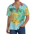 thumbnail image 7 of Lsque USA Tourist Map print Men's Cuban Collar Short Sleeve Shirt Summer Beachwear Casual Button Down Fashionable Vacation Leisure Shirt-Large, 7 of 7