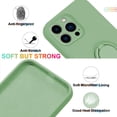 thumbnail image 3 of Case for iPhone 15 Pro Max（2023 Released）, Silicone Case with Ring 360°rotatable Kickstand Support Magnetic Car Mount，Protective Cover with Strap Lanyard (Light Green), 3 of 14