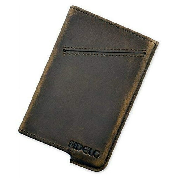 Fidelo Rustic Brown Leather Case for Carbon Fiber/Aluminum Pop Up Wallet - Perfect Minimalist Wallet for Men