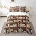 thumbnail image 2 of YST Library Bedding Set Full 7 Pcs Study Bookshelf Comforter Set With Sheet Set For Kids Adults Book School Educational Theme Bed In A Bag With Throw Pillow Cover,Reversible, 2 of 5