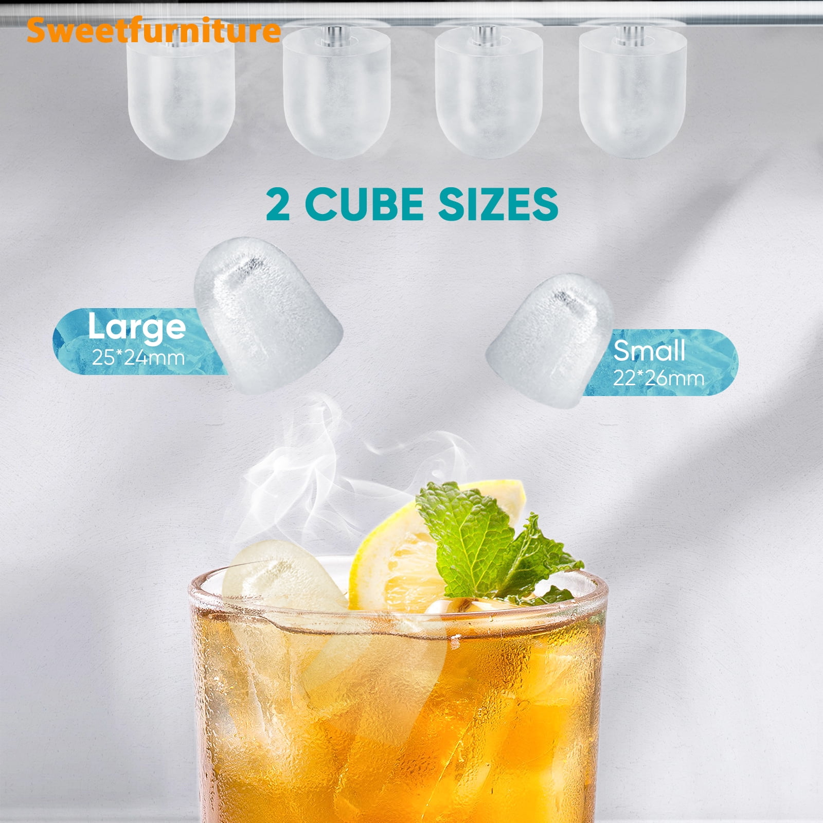 Sweetfurniture Countertop Ice Maker, Portable Ice Maker Machine with Handle and Ice Scoop, Green