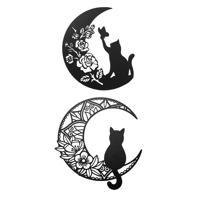2 piezas de 13" de metal para decoración de pared, diseño de gato en hierro, adorno colgante de pared, escultura de pared Estilo A