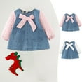 thumbnail image 7 of Zwiiyzr 8M-5T Infant Baby Girls Princess Dress Kids Denim Shirt Dress Spliced Long Sleeve Dress Toddler Birthday Party Gowm Pink, 7 of 7