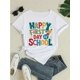 thumbnail image 1 of Girl's First of School Tee - Happy First of School Shirt with Back-to-School Design - Soft Crew Neck T-Shirt for Students - Loose Fit Casual Top - Breathable Fabric, Short Sleeve Shirt, 1 of 6