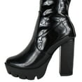 thumbnail image 4 of Top Moda Women Chunky Block Knee High Boots High Heel Platform Side Zipper DALE-25 Black Patent 6, 4 of 4