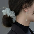 thumbnail image 2 of Solid 925 Sterling Silver CZ Hoop Earrings Chain for Women Teens Hoop Earrings Tassel, 2 of 7
