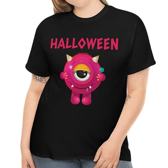 Cute One Eye Monster Shirt Womens Halloween Shirts Plus Size 1X 2X 3X 4X 5X Plus Size Halloween Costumes for Women