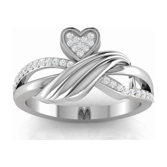 Auory Moissanite Cluster Heart Shape Engagement Ring, 18k White Gold Plated Spilt Shank Ring for Women