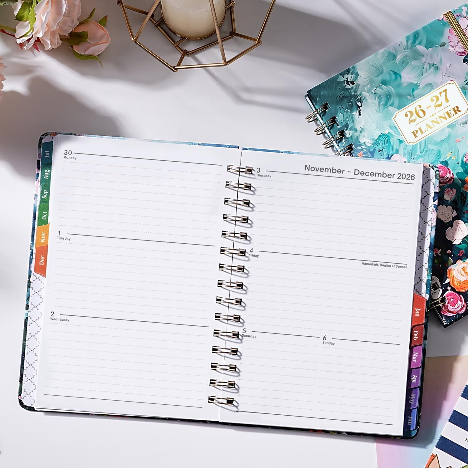 2026-2027 Planner - July 2026 - June 2027, Weekly Monthly Planner 2026-2027 with Colorful Tabs, 6.3" x 8.4", Floral, Twin-Wire Binding