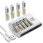EBL Pack of 8 AAA Batteries 1,100mAh AAA Rechargeable Battery with Smart C807 Battery Charger and Micro Charging USB Cable