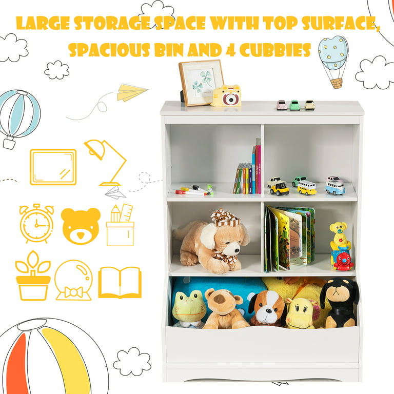 Costway 3-Tier Kids Storage Shelf Cubes w/3 Baskets Corner Cabinet  Organizer White