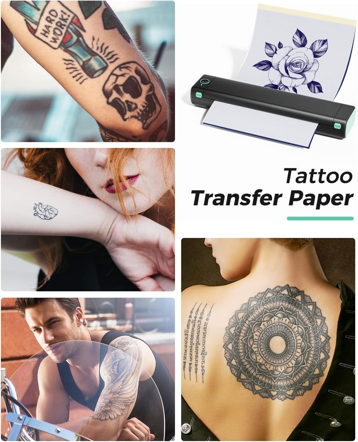 150 Sheets Tattoo Transfer Paper, Compatible with Itari M08F/TP81/TP83/A886/TP88 Printer & Tattoo Supplies, A4 Size Stencil Paper for Tattooing
