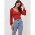 thumbnail image 2 of Blusa de Manga Larga con Lazo para Mujer rojo XS, 2 of 6