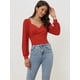 thumbnail image 2 of Blusa de Manga Larga con Lazo para Mujer rojo XS, 2 of 6