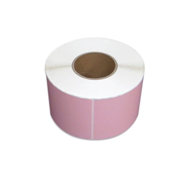 4x6 Heat Transfer Labels Roll, Perforated Adhesive Printable Sticker Paper, Pink, 4 x 6 inch, 3 Inch Core, 4 Rolls, 1000 Labels Per Roll