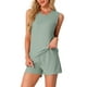 thumbnail image 4 of INSPIRAR CHIC Conjuntos de Pijamas de Mujer de Tejido Waffle Sin Mangas con Escote en V, Top de Tanque con Pantalones Cortos, Tallas 2XL, Verde Claro, 4 of 6