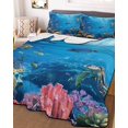 thumbnail image 3 of Quilts Queen Size Bedding Set, Blue Turtle Coastal Lightweight Quilted Comforter, Summer Beach Nautical Ocean Coral Soft Reversible Bedspread Coverlet with Pillow Covers for All Season, 90" x 96", 3 of 7