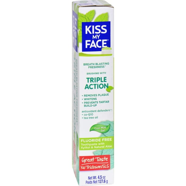 Kiss My Face Triple Action Cool Mint Gel Fluoride FREE Toothpaste w