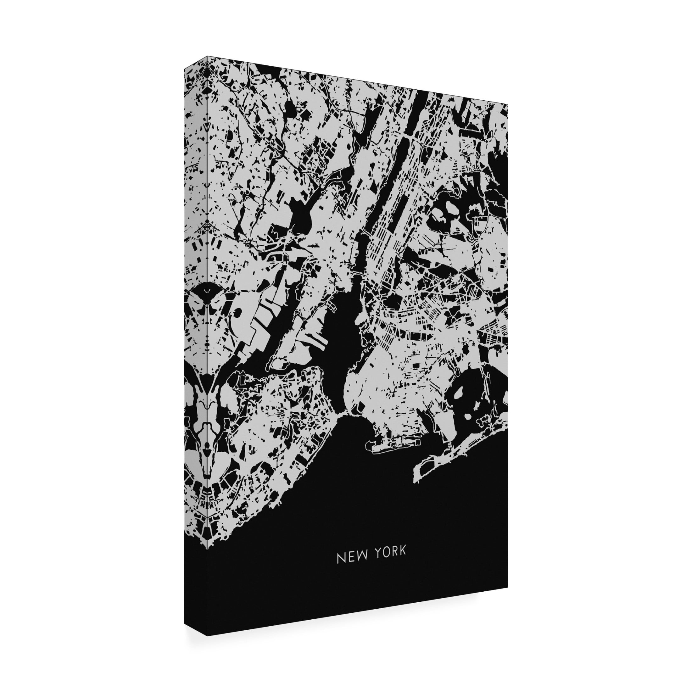 Trademark Fine Art Pictufy Studio Map New York 002 Black Canvas Wall Art