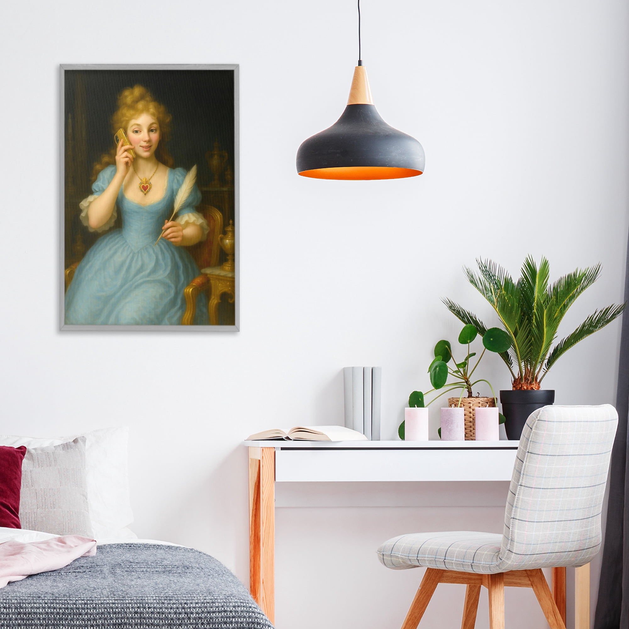 Stupell Industries May I Take A Message Gray Framed Giclee Art, design by Grotto Studios