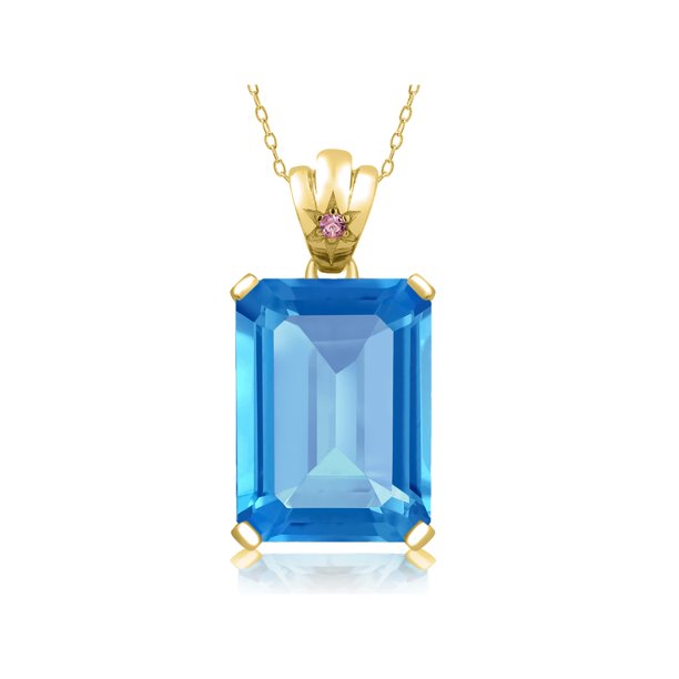 Gem Stone King 16.03 Ct Swiss Blue Topaz Pink Lab Grown Diamond 18K