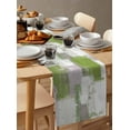 thumbnail image 6 of Sage Green Table Runner 72 Inches, Modern Geometric Grey Oil Painting Abstract Bed Runner Dresser Scarves Tabletop for Indoor Outdoor Parties/Ceremony/Banquet, 18" x 72", 6 of 8
