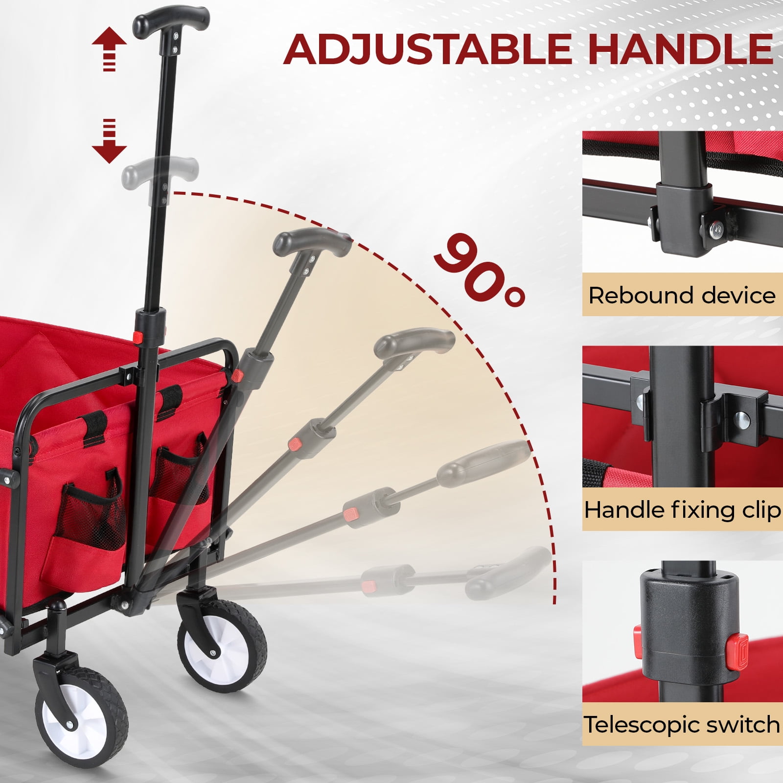 Pirecart Collapsible Wagon with Wheels,150 lbs Max Load Folding Wagon Cart with Carry Bag, Lightweight Portable Shopping Cart for Camping, Grocery, Garden, Sports