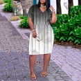 thumbnail image 4 of Plus Size Dresses Fashionable Printed V Neck Comfortable Short Sleeved Knee Length with Pockets Spring Dress Grey XXXXL, 4 of 4