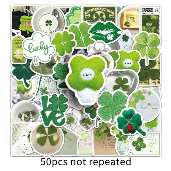 100-Pack Four-Leaf Clover Stickers, INS-Style Green Aesthetic Waterproof Vinyl Decals for Phone, Laptop, Water Bottle, Journal & Luggage