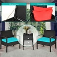 thumbnail image 6 of Costway 3PCS Patio Rattan Furniture Set Storage Table Cushioned Sofa Turquoise, 6 of 10