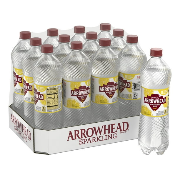 Arrowhead Sparkling Water, Lively Lemon, 33.8 oz. Bottles (Pack of 12