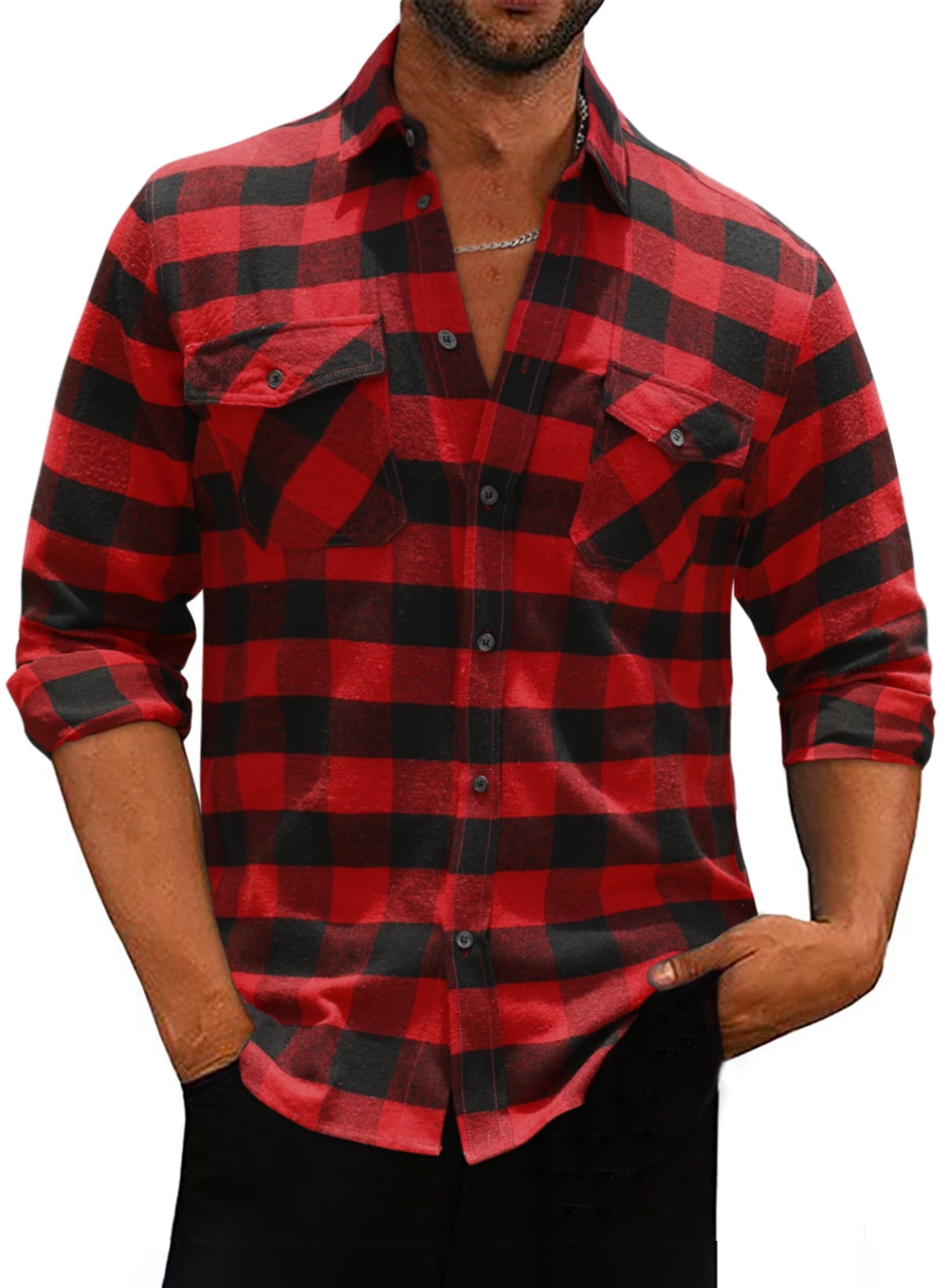 JMIERR Men's Plaid Flannel Shirts Long Sleeve Casual Shirt for Men ...