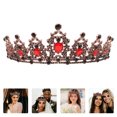 thumbnail image 3 of EeaseCA 1 Pce Couronne Vintage de Luxe Classique Tiara pour Cheveux pour Femme (Rouge), 3 of 8
