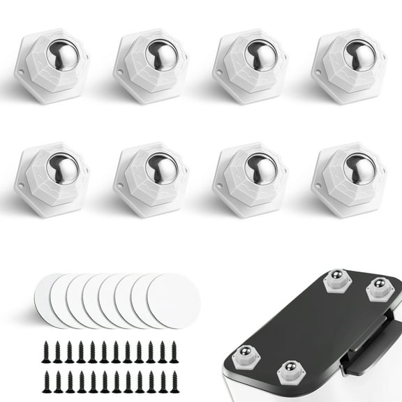LELE LIFE Self Adhesive Caster Wheels with Large Steel Ball, Mini Caster Wheels Small Appliance Rollers Sliders, Mini Swivel Wheels for Small Furniture Storage Box Trash Can, 8Pcs