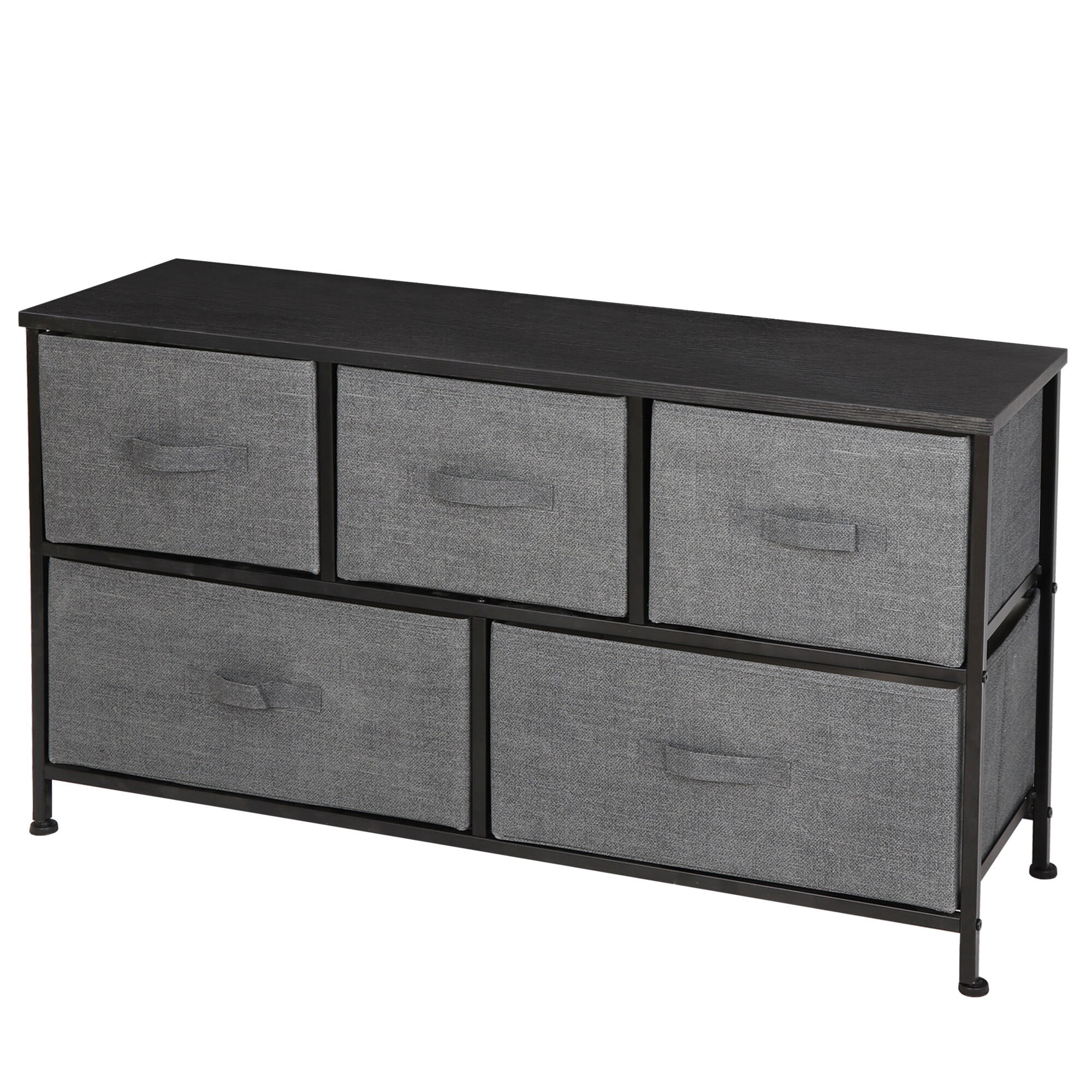 SuperDeal Simple 5 Drawers Dresser Chest of Drawers MDF Gray